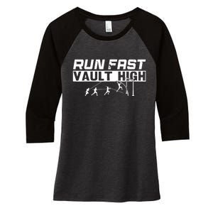 Funny Run Fast Vault High Pole Vault Women's Tri-Blend 3/4-Sleeve Raglan Shirt