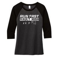 Funny Run Fast Vault High Pole Vault Women's Tri-Blend 3/4-Sleeve Raglan Shirt