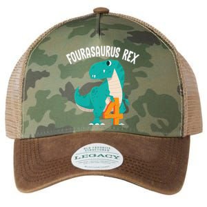 Fourasaurus Rex Funny Dinosaur Birthday Party Gift Legacy Tie Dye Trucker Hat