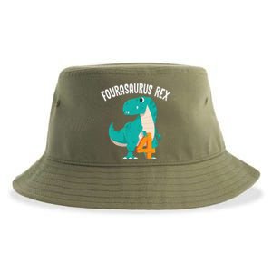 Fourasaurus Rex Funny Dinosaur Birthday Party Gift Sustainable Bucket Hat