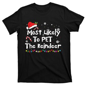 Funny Reindeer Family Christmas Holiday Santa Claus Hat T-Shirt