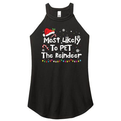 Funny Reindeer Family Christmas Holiday Santa Claus Hat Women’s Perfect Tri Rocker Tank