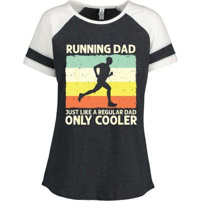 Funny Running For Men Dad Marathon Runner Coach Marathoner Enza Ladies Jersey Colorblock Tee