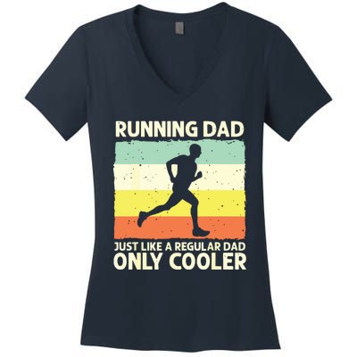 Funny Running For Men Dad Marathon Runner Coach Marathoner Women's V-Neck T-Shirt