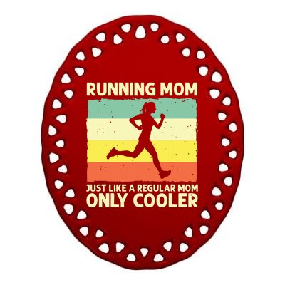 Funny Running For Women Mom Marathoner Runner Coach Racing Ceramic Oval Ornament