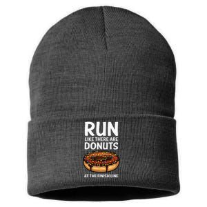 Funny Running For Men Women Donut Finish Line Marathon Sustainable Knit Beanie