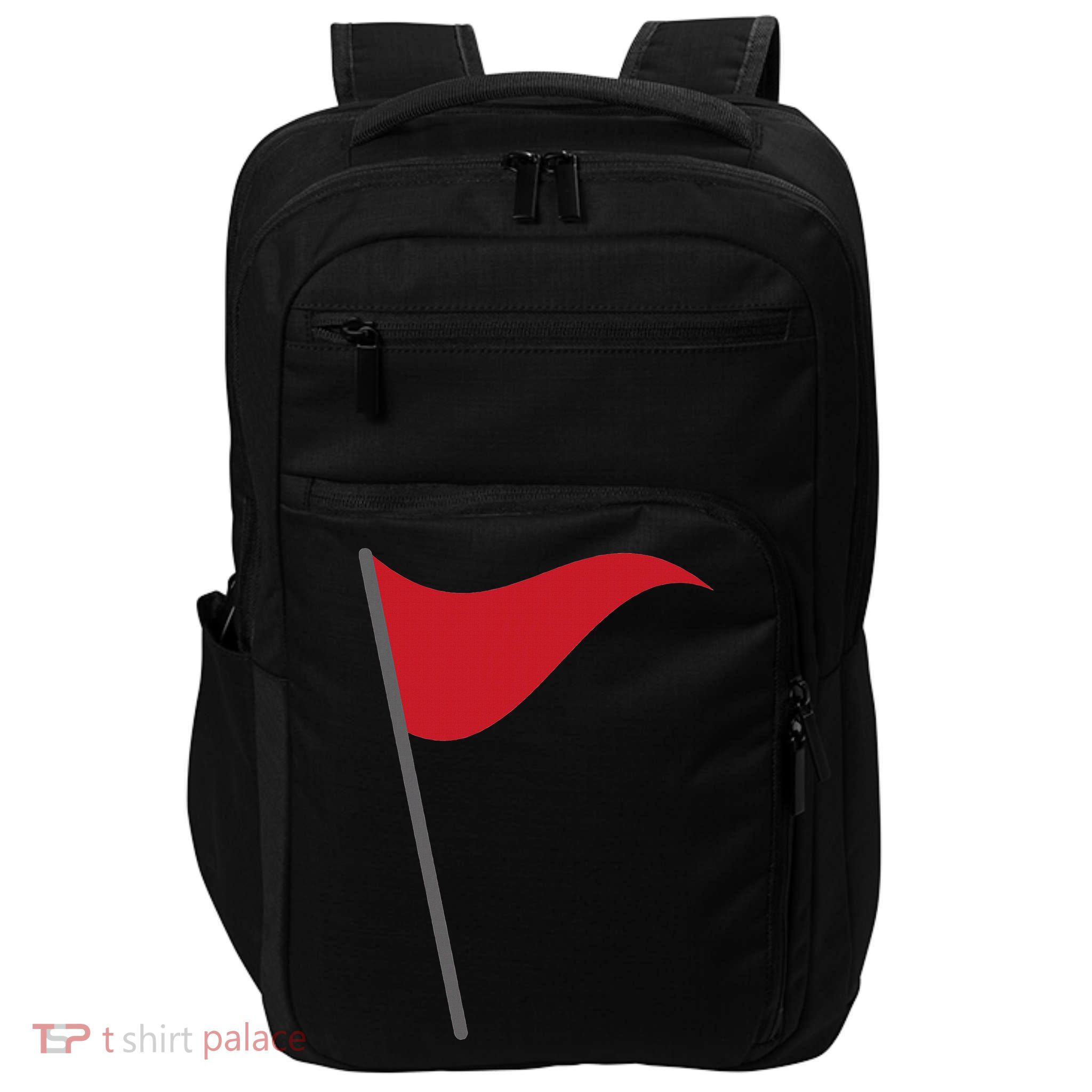 Funny Red Flag Warning Halloween Costume Impact Tech Backpack