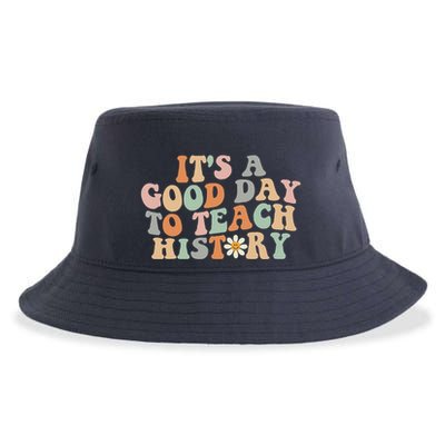 Funny Retro Groovy ItS A Good Day To Teach History Teacher Sustainable Bucket Hat