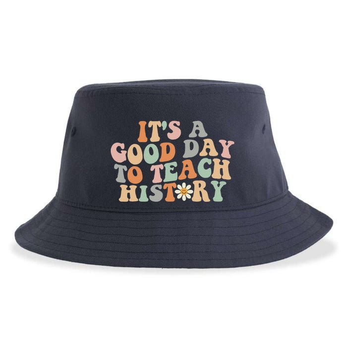 Funny Retro Groovy ItS A Good Day To Teach History Teacher Sustainable Bucket Hat