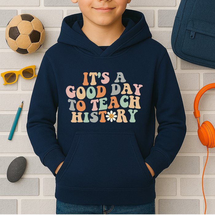 Funny Retro Groovy ItS A Good Day To Teach History Teacher Kids Hoodie