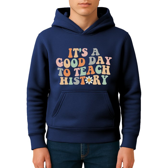 Funny Retro Groovy ItS A Good Day To Teach History Teacher Kids Hoodie