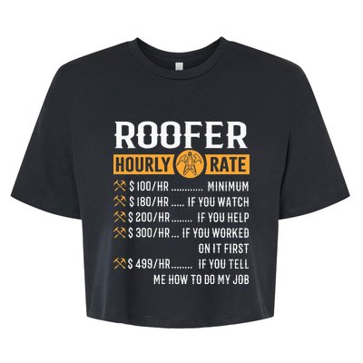 Funny Roofer Gifts Roofer Hourly Rate Bella+Canvas Jersey Crop Tee