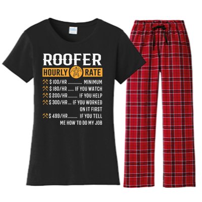 Funny Roofer Gifts Roofer Hourly Rate Women's Flannel Pajama Set