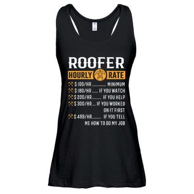 Funny Roofer Gifts Roofer Hourly Rate Ladies Essential Flowy Tank