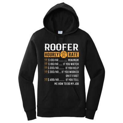 Funny Roofer Gifts Roofer Hourly Rate Women's Pullover Hoodie