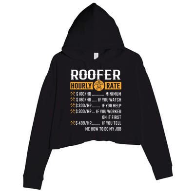 Funny Roofer Gifts Roofer Hourly Rate Crop Fleece Hoodie