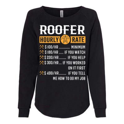 Funny Roofer Gifts Roofer Hourly Rate Womens California Wash Sweatshirt