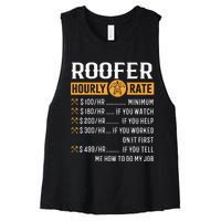 Funny Roofer Gifts Roofer Hourly Rate Women's Racerback Cropped Tank