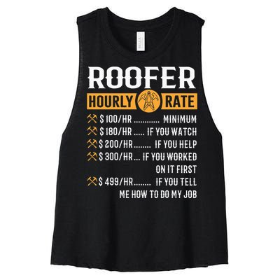 Funny Roofer Gifts Roofer Hourly Rate Women's Racerback Cropped Tank