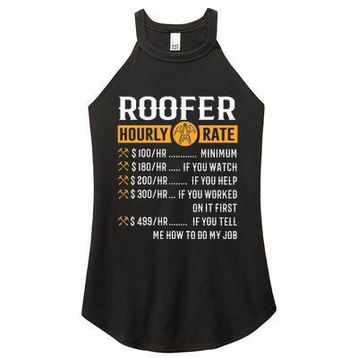 Funny Roofer Gifts Roofer Hourly Rate Women's Perfect Tri Rocker Tank