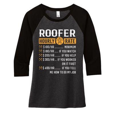 Funny Roofer Gifts Roofer Hourly Rate Women's Tri-Blend 3/4-Sleeve Raglan Shirt