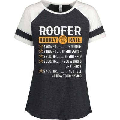 Funny Roofer Gifts Roofer Hourly Rate Enza Ladies Jersey Colorblock Tee