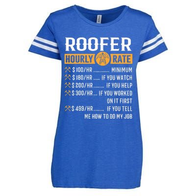 Funny Roofer Gifts Roofer Hourly Rate Enza Ladies Jersey Football T-Shirt