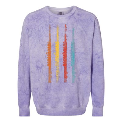 Flute Retro Gift For Flute Player I Flute Colorblast Crewneck Sweatshirt