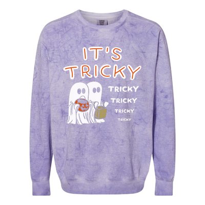 Funny Retro Ghosts Its Tricky Tricky Tricky Spooky Halloween Colorblast Crewneck Sweatshirt