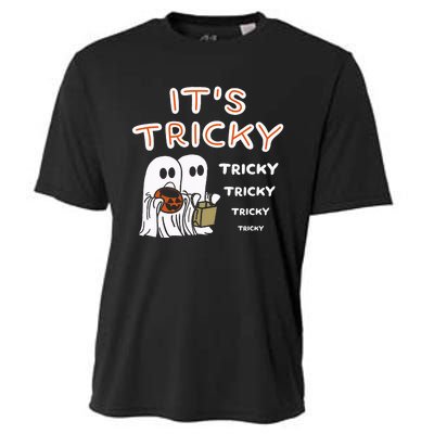 Funny Retro Ghosts Its Tricky Tricky Tricky Spooky Halloween Cooling Performance Crew T-Shirt