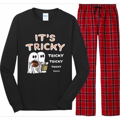 Funny Retro Ghosts Its Tricky Tricky Tricky Spooky Halloween Long Sleeve Pajama Set