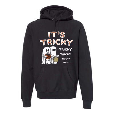 Funny Retro Ghosts Its Tricky Tricky Tricky Spooky Halloween Premium Hoodie