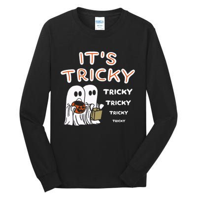 Funny Retro Ghosts Its Tricky Tricky Tricky Spooky Halloween Tall Long Sleeve T-Shirt