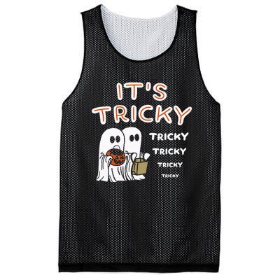 Funny Retro Ghosts Its Tricky Tricky Tricky Spooky Halloween Mesh Reversible Basketball Jersey Tank