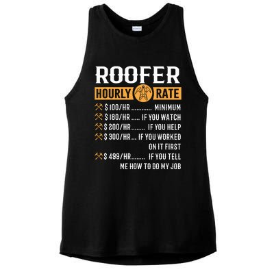 Funny Roofer Gifts Roofer Hourly Rate Ladies PosiCharge Tri-Blend Wicking Tank