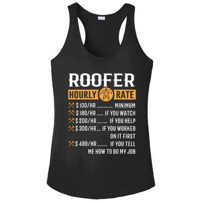 Funny Roofer Gifts Roofer Hourly Rate Ladies PosiCharge Competitor Racerback Tank