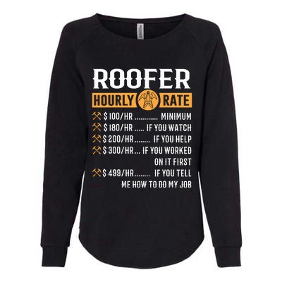 Funny Roofer Gifts Roofer Hourly Rate Womens California Wash Sweatshirt