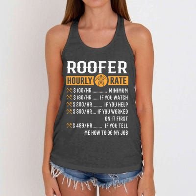 Funny Roofer Gifts Roofer Hourly Rate Women's Knotted Racerback Tank