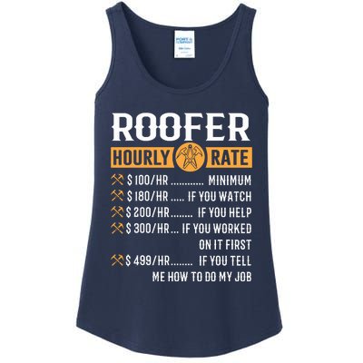 Funny Roofer Gifts Roofer Hourly Rate Ladies Essential Tank