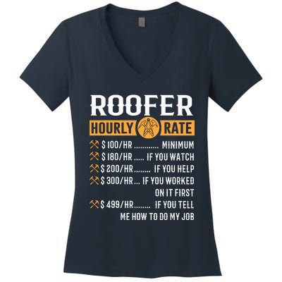 Funny Roofer Gifts Roofer Hourly Rate Women's V-Neck T-Shirt