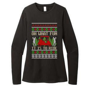 Funny Ride Golf Cart Ugly Christmas Sweater Golfing Golfer Funny Gift Womens CVC Long Sleeve Shirt