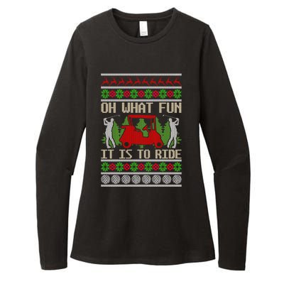 Funny Ride Golf Cart Ugly Christmas Sweater Golfing Golfer Funny Gift Womens CVC Long Sleeve Shirt