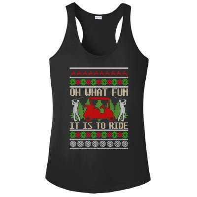 Funny Ride Golf Cart Ugly Christmas Sweater Golfing Golfer Funny Gift Ladies PosiCharge Competitor Racerback Tank