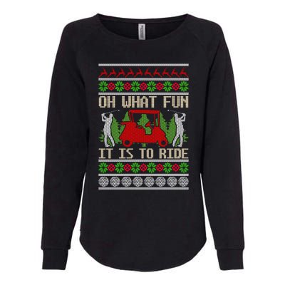 Funny Ride Golf Cart Ugly Christmas Sweater Golfing Golfer Funny Gift Womens California Wash Sweatshirt