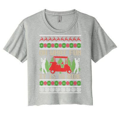 Funny Ride Golf Cart Ugly Christmas Sweater Golfing Golfer Funny Gift Women's Crop Top Tee