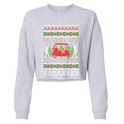 Funny Ride Golf Cart Ugly Christmas Sweater Golfing Golfer Funny Gift Cropped Pullover Crew