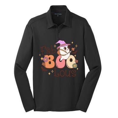 Faboolous Retro Groovy Halloween Ghost Costume Teacher Cute Gift Silk Touch Performance Long Sleeve Polo