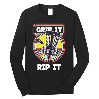 Funny Retro Grip and Rip It Disc Golf Long Sleeve Shirt