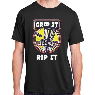 Funny Retro Grip and Rip It Disc Golf Adult ChromaSoft Performance T-Shirt