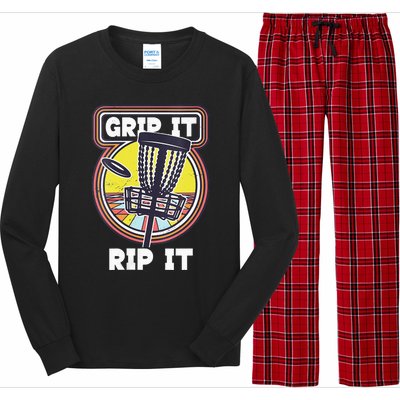 Funny Retro Grip and Rip It Disc Golf Long Sleeve Pajama Set